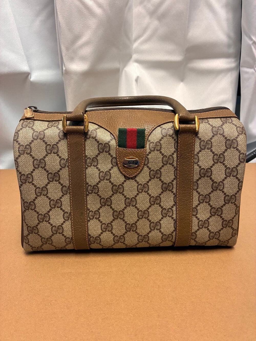 Vintage Gucci GG Supreme Sherry Line Boston Bag